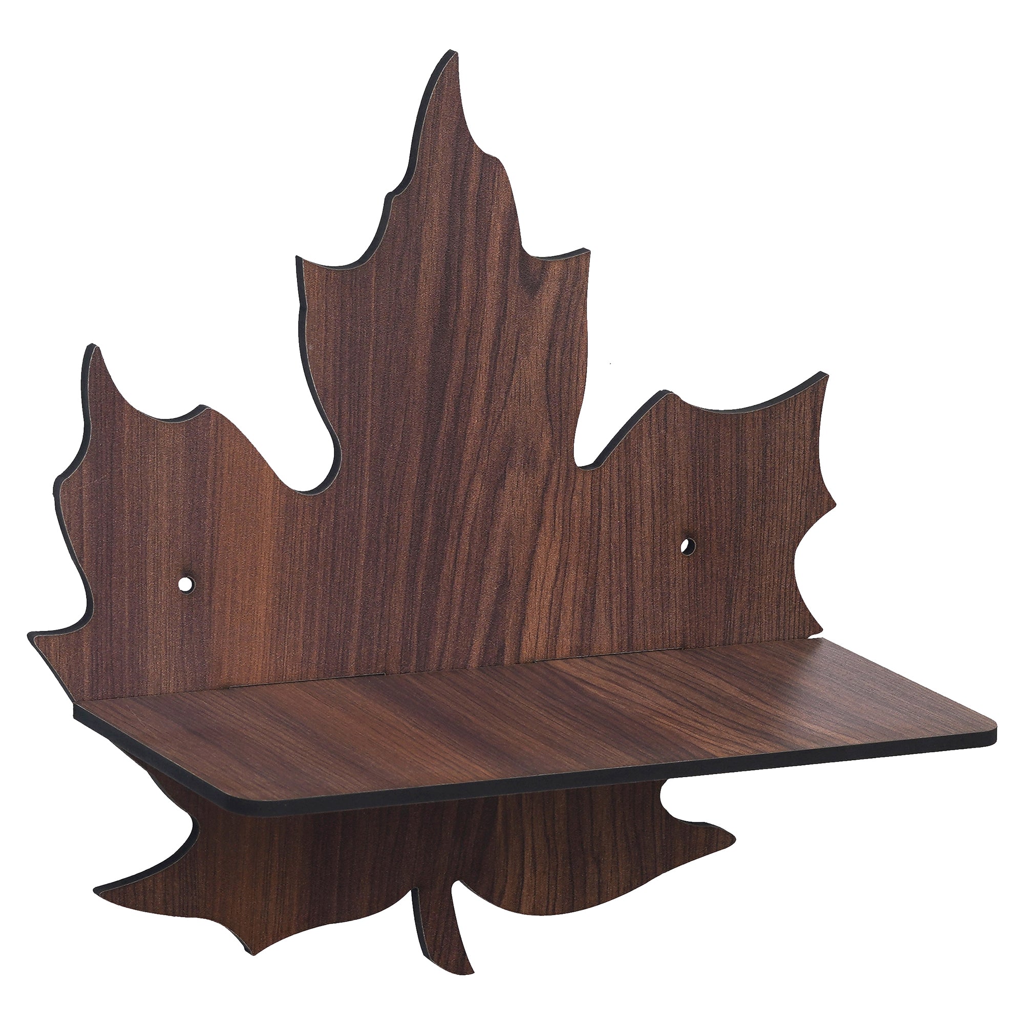 eCraftIndia Brown Leaf Shape Designer Wooden Wall Shelf 4