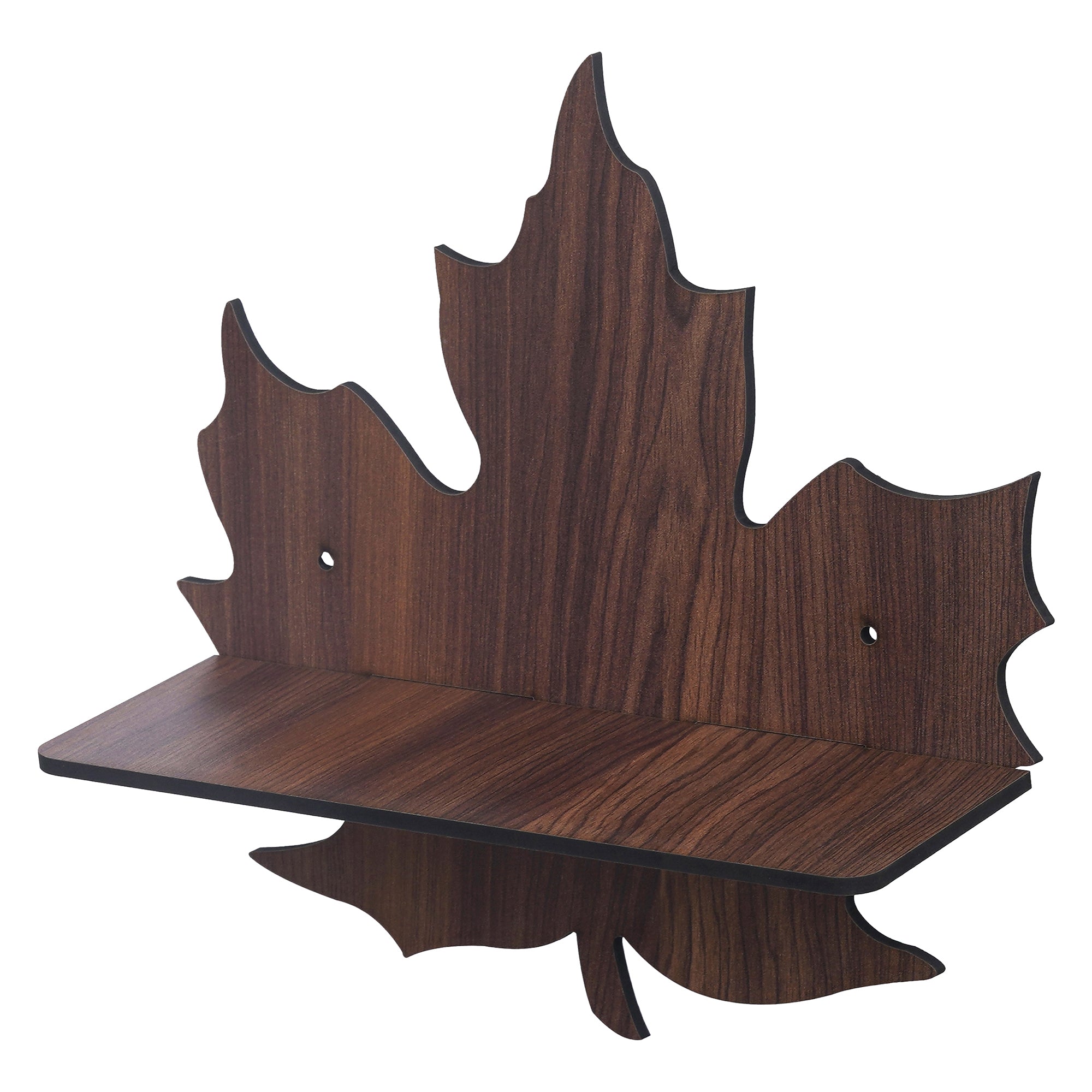 eCraftIndia Brown Leaf Shape Designer Wooden Wall Shelf 5